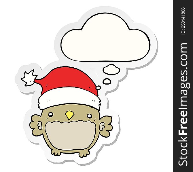 Cute Christmas Owl And Thought Bubble As A Printed Sticker