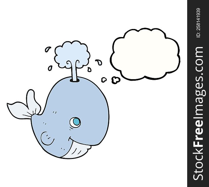 freehand drawn thought bubble cartoon whale spouting water