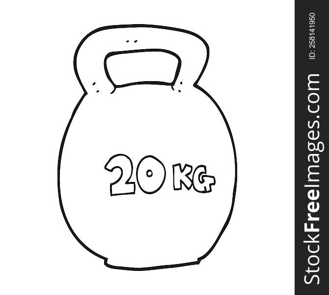 freehand drawn black and white cartoon 20kg kettle bell