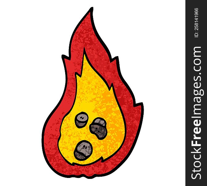 grunge textured illustration cartoon burning coals