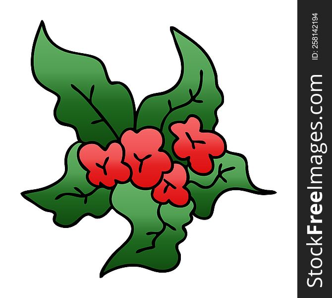 gradient shaded quirky cartoon christmas flower. gradient shaded quirky cartoon christmas flower