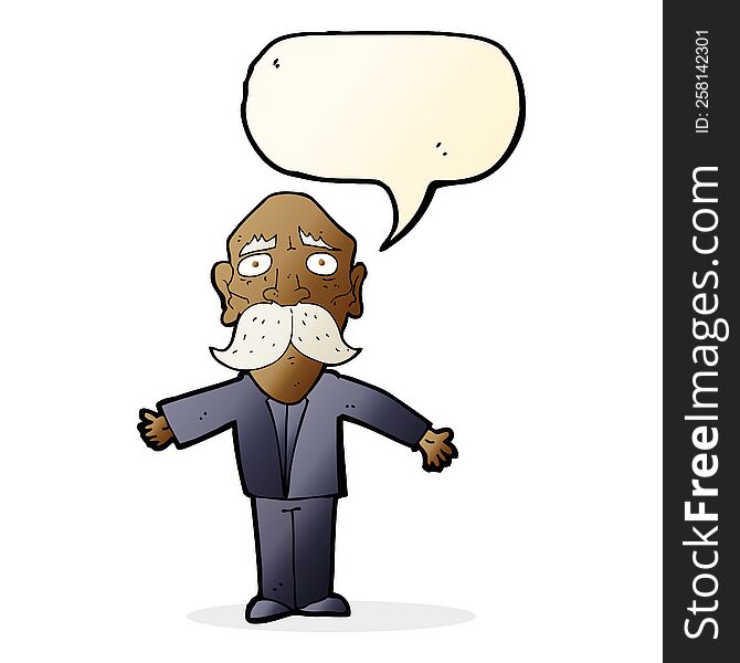 Cartoon Disappointed Old Man With Speech Bubble