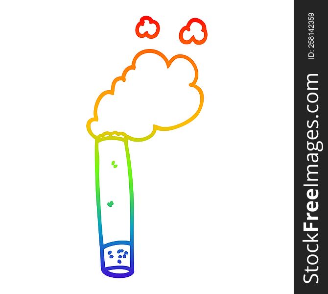 rainbow gradient line drawing of a cartoon cigarette