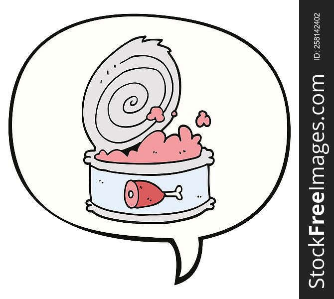 cartoon canned food with speech bubble. cartoon canned food with speech bubble