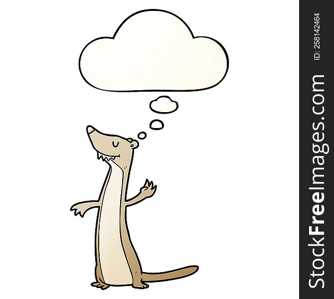 Cartoon Weasel And Thought Bubble In Smooth Gradient Style