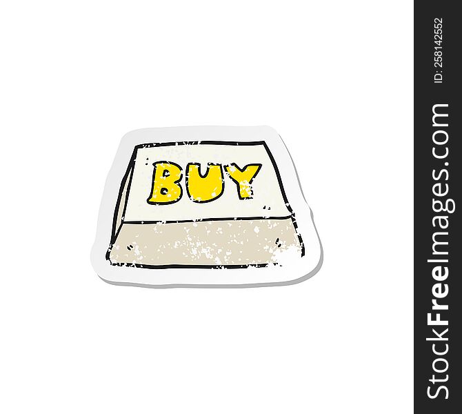 Retro Distressed Sticker Of A Cartoon Computer Key Buy Symbol