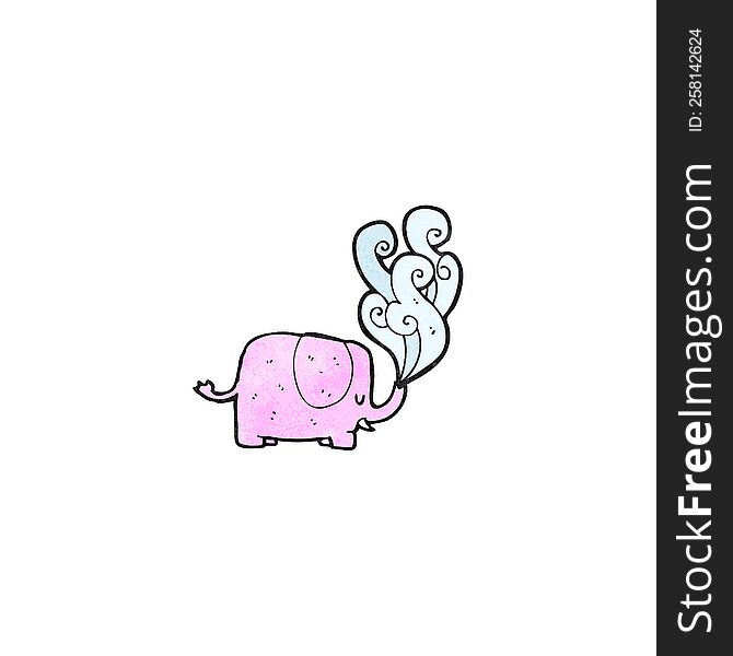 Cartoon Elephant Blowing Water