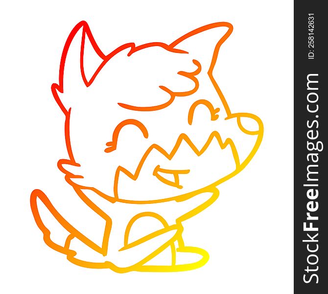 Warm Gradient Line Drawing Happy Cartoon Fox