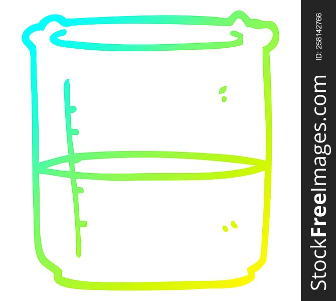 cold gradient line drawing of a cartoon science beaker