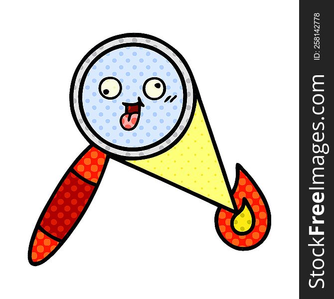 Comic Book Style Cartoon Magnifying Glass