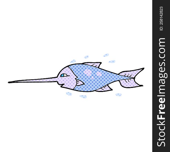 freehand drawn cartoon swordfish