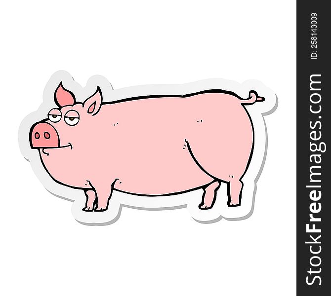 sticker of a cartoon huge pig