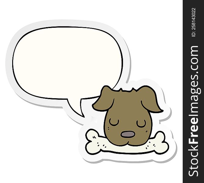 cartoon dog and bone and speech bubble sticker