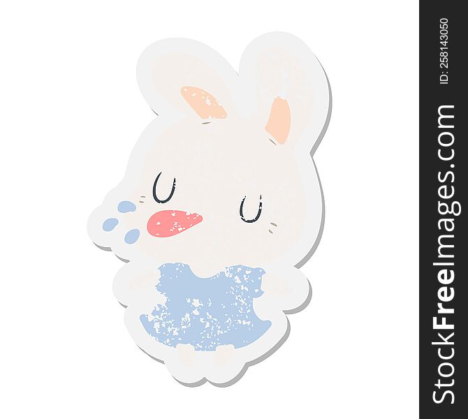 Cartoon Rabbit Grunge Sticker