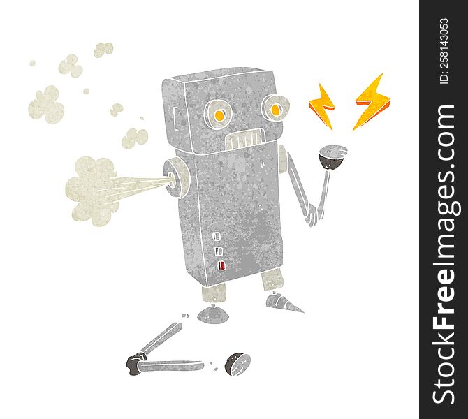 Retro Cartoon Broken Robot