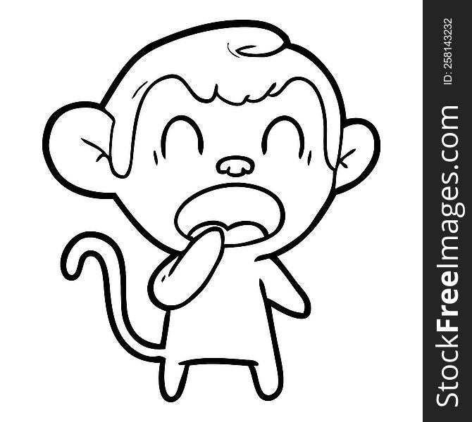 yawning cartoon monkey. yawning cartoon monkey