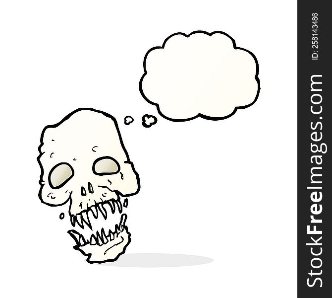 Cartoon Scary Skull With Thought Bubble