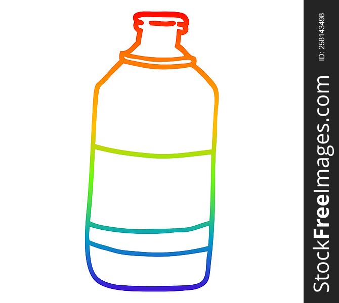 rainbow gradient line drawing of a cartoon water bottle