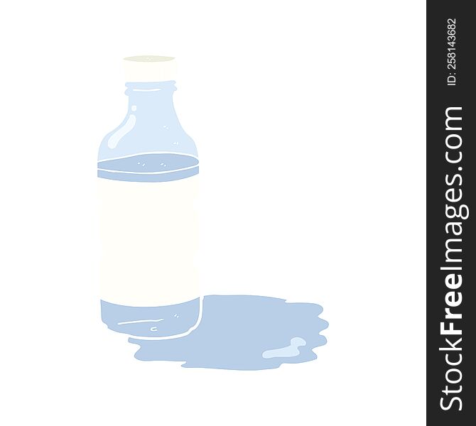 Flat Color Illustration Of A Cartoon Water Bottle