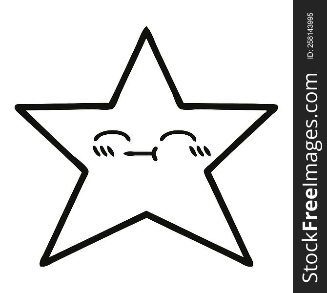 line drawing cartoon of a gold star