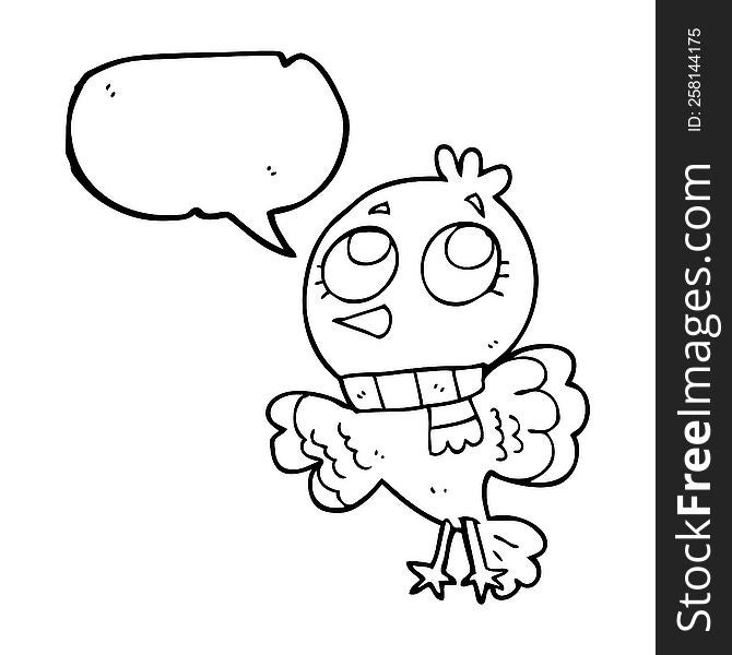 Cute Speech Bubble Cartoon Bird