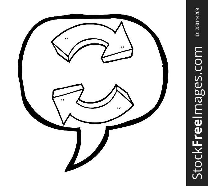 speech bubble cartoon recycling arrows