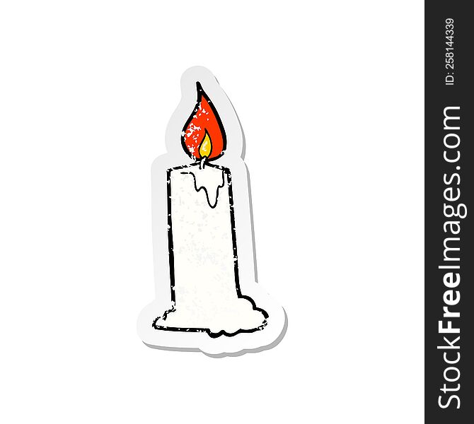 Retro Distressed Sticker Of A Cartoon Candle
