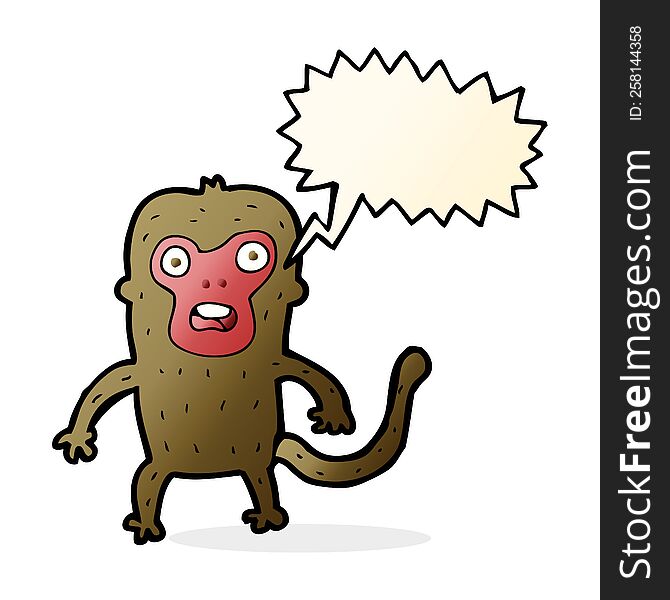 Cartoon Monkey With Speech Bubble