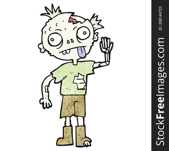 freehand textured cartoon zombie