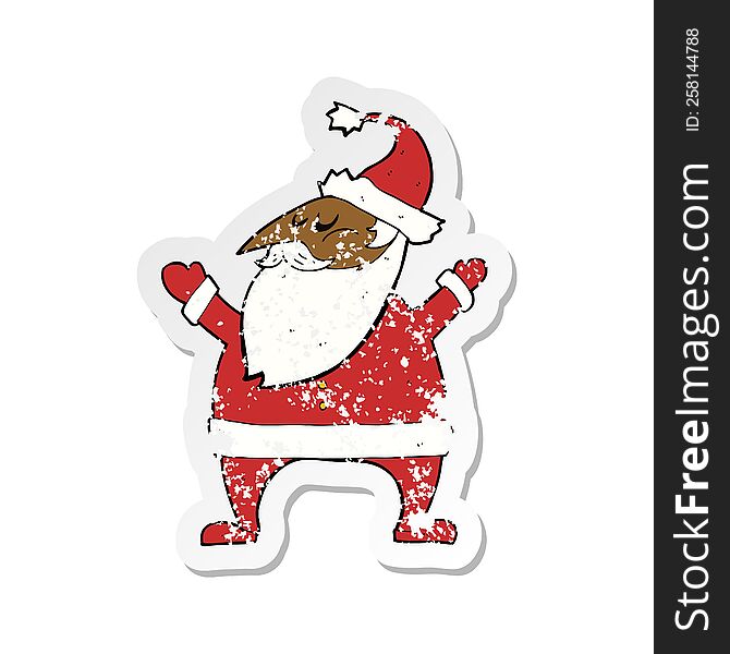 Retro Distressed Sticker Of A Cartoon Santa Claus