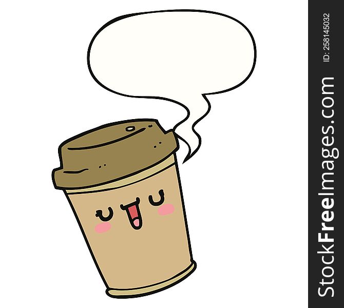 Cartoon Take Out Coffee And Speech Bubble