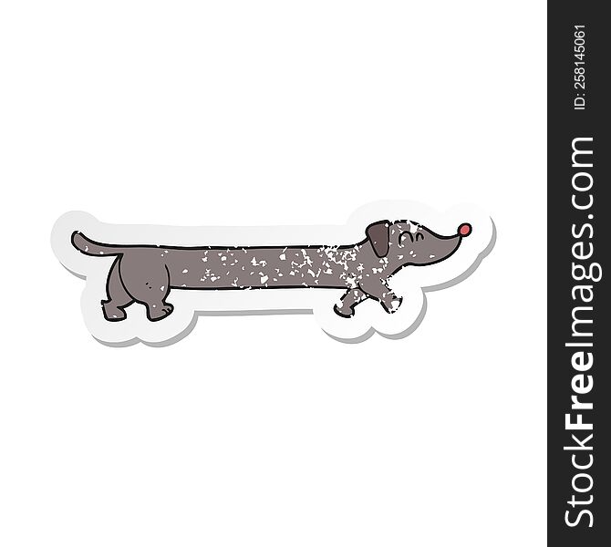 retro distressed sticker of a cartoon dachshund