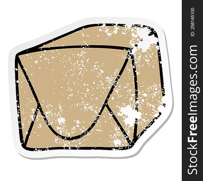 distressed sticker of a quirky hand drawn cartoon brown parcel