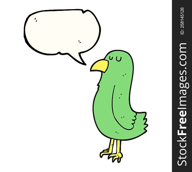 freehand drawn speech bubble cartoon parrot