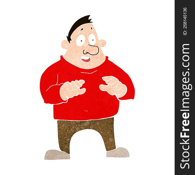 cartoon excited overweight man