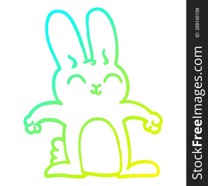 cold gradient line drawing of a cartoon grey rabbit