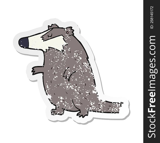 Distressed Sticker Of A Cartoon Badger
