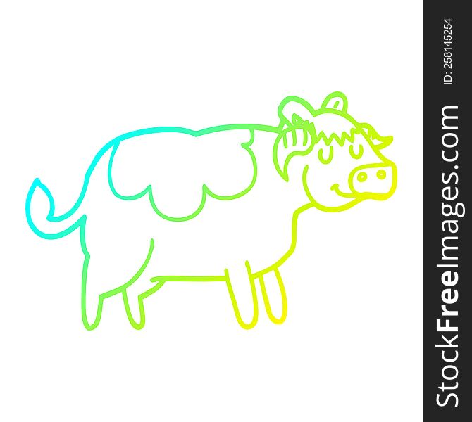 cold gradient line drawing cartoon cow