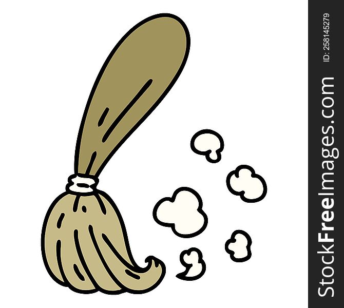 cartoon of a traditional broom stick
