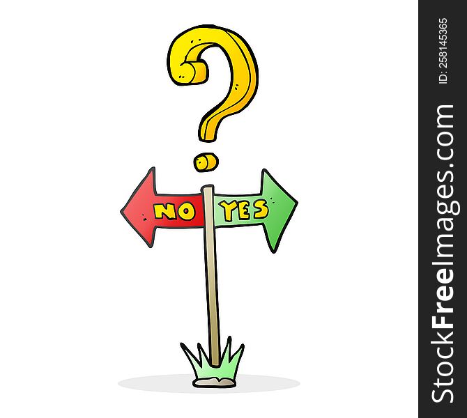 freehand drawn cartoon yes and no sign