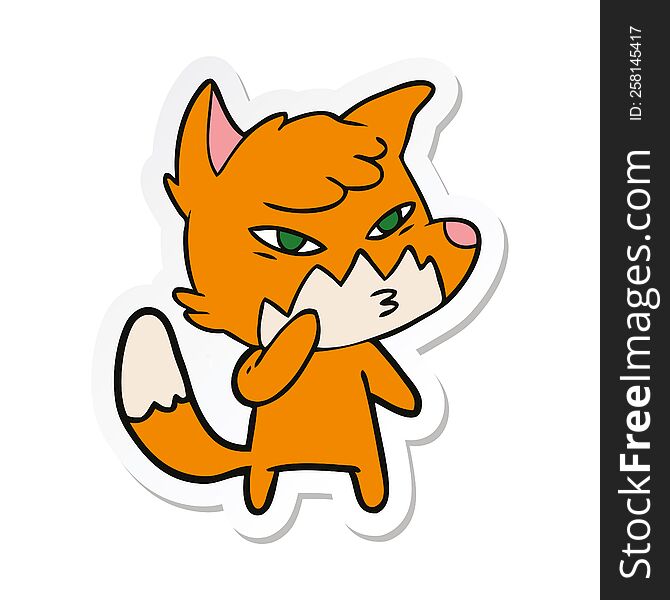 sticker of a clever cartoon fox