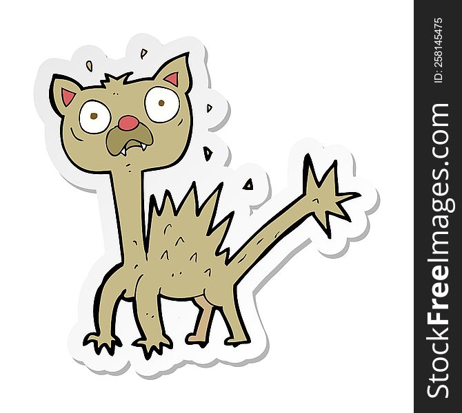 sticker of a cartoon scared cat