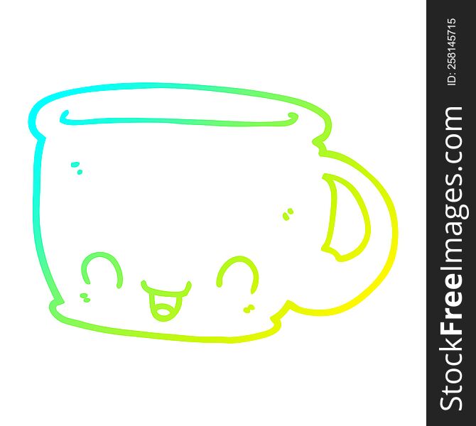 Cold Gradient Line Drawing Cartoon Cup Of Coffee