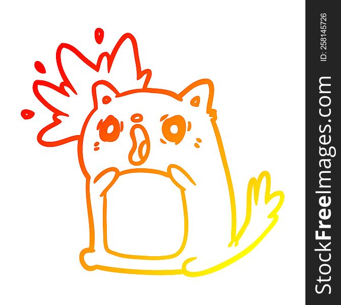 warm gradient line drawing of a shocked cat amazed
