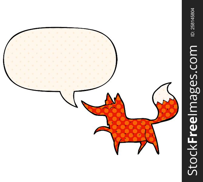 Cartoon Fox And Speech Bubble In Comic Book Style