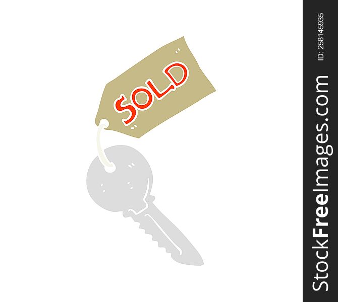 flat color illustration of new house key. flat color illustration of new house key