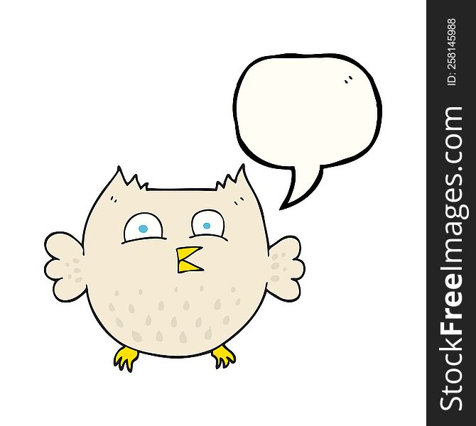 Speech Bubble Cartoon Happy Owl