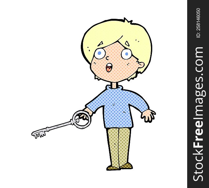 cartoon boy with key