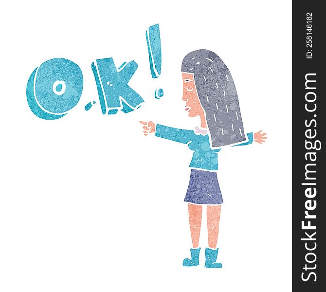 cartoon woman thinking OK