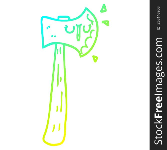 cold gradient line drawing of a cartoon axe